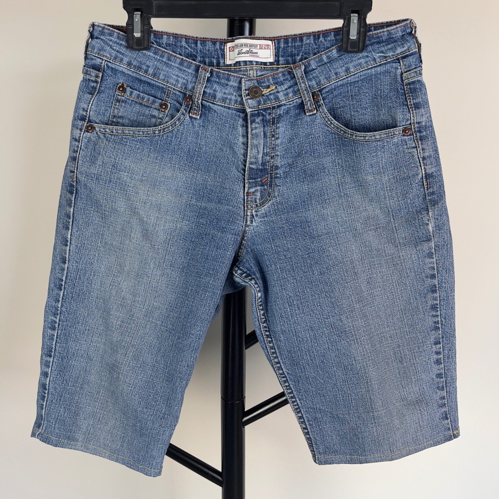 Levi Strauss Signature Womens Low Rise Denim Shorts Medium Wash Y2K 8